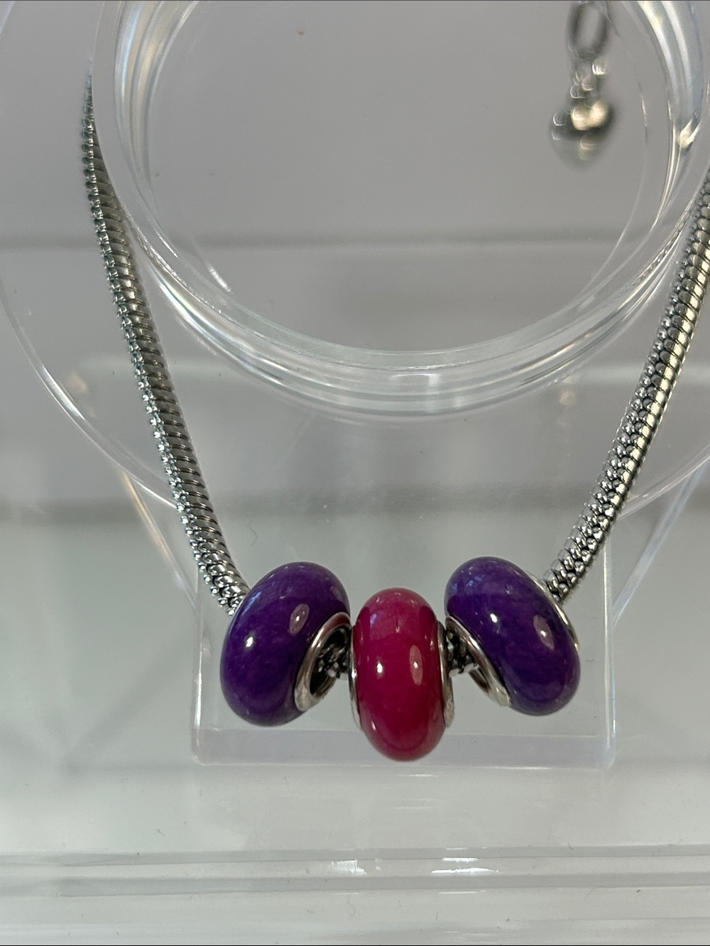 NWOT Gems En Vogue Palladium Euro Pandora Style 3 Bead Charm Set